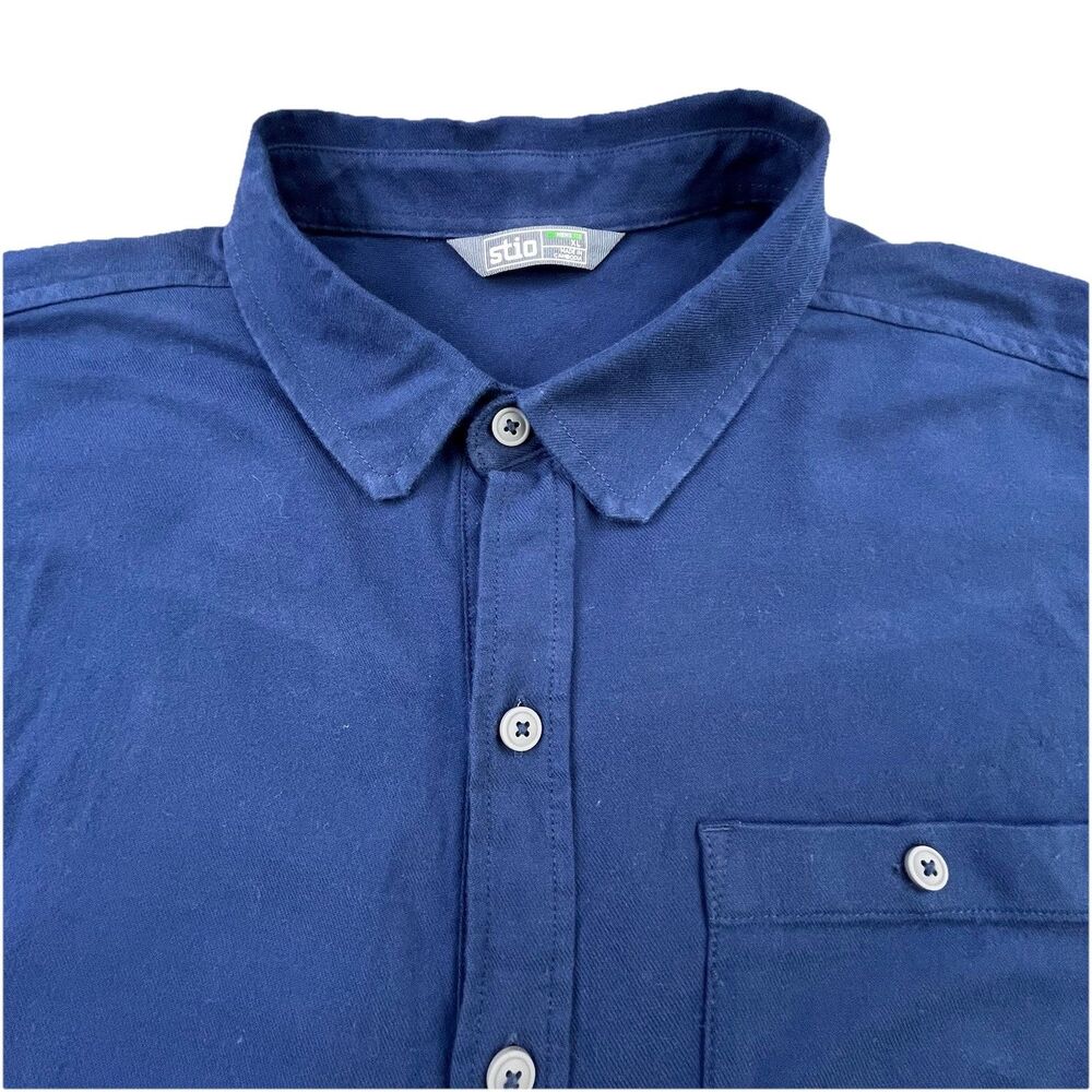 Stio Flannel Shirt Mens XL Blue Organic Cotton Stretch Outdoor Casual